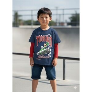 Official Nintendo Seal Super Mario LUIGI Long Sleeve T-Shirt Boys Size 8 Vintage